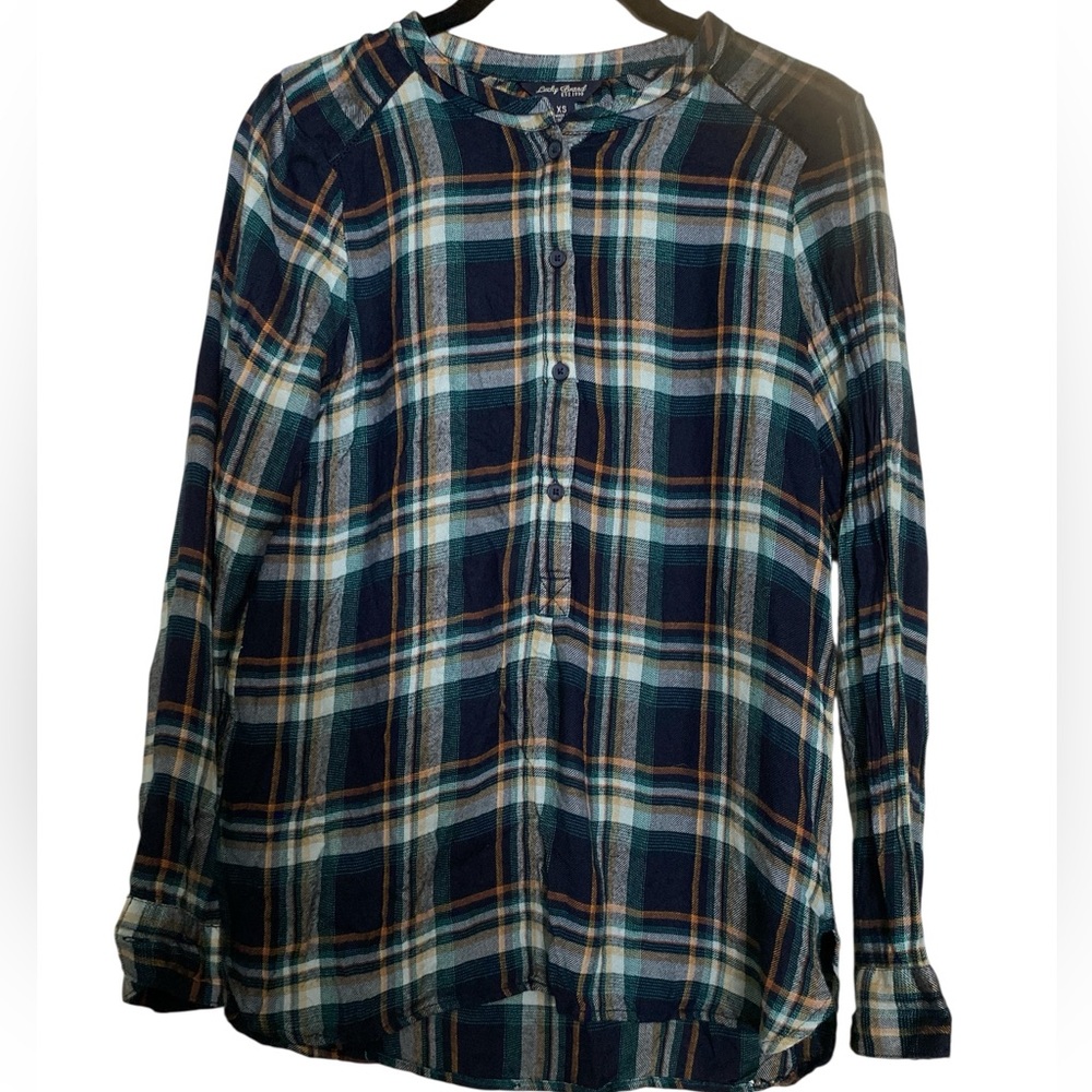 Lucky Brand Multicolor Plaid Button Down Shirt with mock collar
